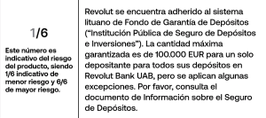 Indicador de riesgo cuenta Revolut