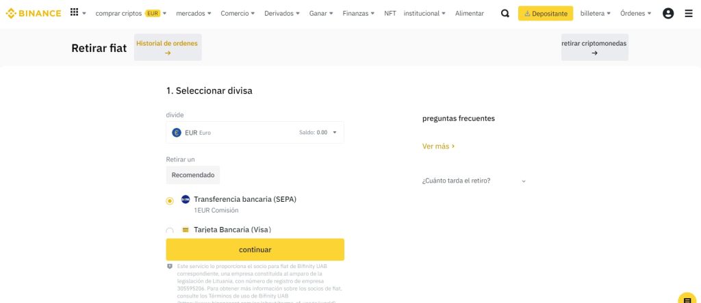 Retirar Criptomonedas Binance